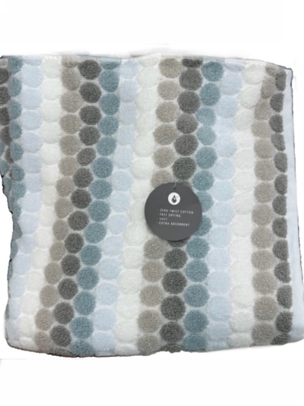 Soho Living Blue, White and Gray Bath Towel Set Set of 2 bath towels NEW